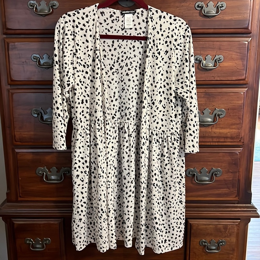 Hemish Cow Print Long  Cardigan